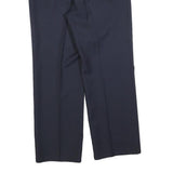 HAGMAN Mens Wool Navy Blue Regular Fit Straight Leg Trousers W34 L30 Smart