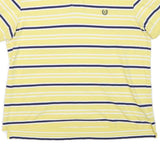 CHAPS Mens Yellow & Navy Striped Polo Shirt XL Cotton Blend Classic Fit