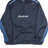 REEBOK Mens Navy Blue Lightweight Hooded Zip Jacket Polyester L Sporty Track