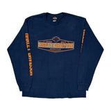 Cannonball Harley Davidson Graphic Long Sleeve T-Shirt - Large Blue Cotton