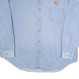 PRO EDGE Mens Blue Denim Shirt 2XL Cotton Long Sleeve Casual Button Closure