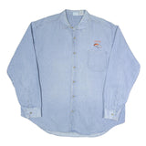 PRO EDGE Mens Blue Denim Shirt 2XL Cotton Long Sleeve Casual Button Closure