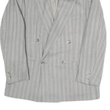 Mens Grey Button Jacket M Polyester Blend Striped Classic Fit Formal Blazer