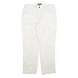 LAUREN RALPH LAUREN Womens Cotton Blend White Regular Straight Trousers W34 L30