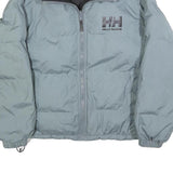 HELLY HANSEN Mens Grey & Black Puffer Jacket L Polyester Woven Plain Relaxed Fit
