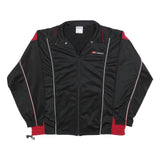 REEBOK Mens Black & Red Track Jacket S Polyester Blend Zip Athletic Casual