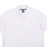 RALPH LAUREN SPORT Womens White & Grey Striped Shirt L Cotton Summer Casual