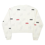 FILA Womens White & Red Crew Neck S Cotton Blend Sweatshirt Pullover