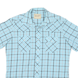 WRANGLER Mens Blue Check Short Sleeve Shirt M Casual Cotton Blend