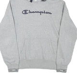 CHAMPION Boys Grey Pullover Hoodie L Cotton Blend Logo Comfort Casual