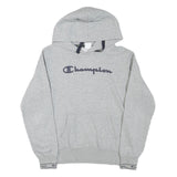 CHAMPION Boys Grey Pullover Hoodie L Cotton Blend Logo Comfort Casual