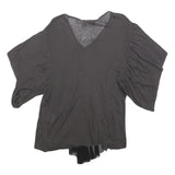 KOLOR Womens Grey & Black Modern T-Shirt M Short Sleeve V-Neck Cashmere Blend