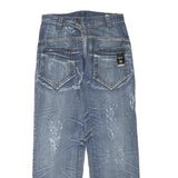 SPLASH Womens Regular Fit Blue Denim Jeans W32 L32 Cotton Blend Zip