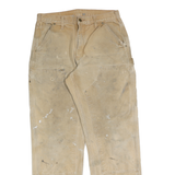 CARHARTT Mens Cotton Blend Beige Relaxed Straight Trousers W31 L32 Workwear