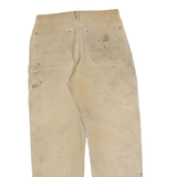 CARHARTT Mens Cotton Blend Beige Relaxed Straight Trousers W31 L32 Workwear