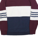 ADIDAS Womens Maroon & White & Navy Sweatshirt Crew Neck UK 6 Cotton Blend