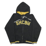 SELECTICAS Mens Black Zip Up Hoodie M SHCBW Logo Cotton Blend Casual Sweatshirt