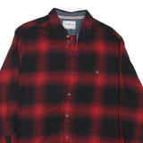 FLAG & ANTHEM Mens Red & Black Check Shirt L Casual Cotton Blend Long Sleeve