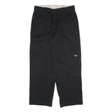 DICKIES Mens Black Cotton Blend Relaxed Straight Trousers W36 L32 Workwear Zip