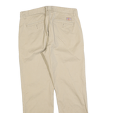 DICKIES Mens Slim Beige Cotton Blend Trousers W32 L28 Zip Closure Casual Pants