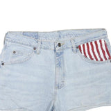 WRANGLER Mens Shorts Light Blue Denim XL W34 Star Print Casual Retro