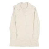 LACOSTE Womens Cream Button Cotton Blend Jacket S Plain Classic Stylish