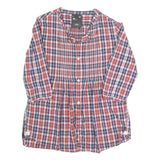 GSTAR Womens Blue & Red Checked Shirt 3/4 Sleeve Button Neck M Stylish Casual