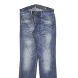 DENIM ZERO Mens Slim Blue Denim Jeans W30 L33 Button Closure Casual Wear