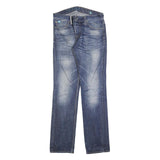 DENIM ZERO Mens Slim Blue Denim Jeans W30 L33 Button Closure Casual Wear