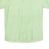 CEDARS SPORT Mens Green Silk Short Sleeve Shirt M Two Chest Pockets Lightweight