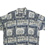 MUSINGWEAR Mens Blue Rayon Hawaiian Shirt XL Tropical Print Island Theme