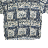 MUSINGWEAR Mens Blue Rayon Hawaiian Shirt XL Tropical Print Island Theme