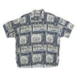 MUSINGWEAR Mens Blue Rayon Hawaiian Shirt XL Tropical Print Island Theme