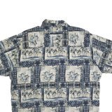 MUSINGWEAR Mens Blue Rayon Hawaiian Shirt XL Tropical Print Island Theme