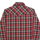 WRANGLER Mens Red Black & Brown Check Shirt L Western Style Button Up Long