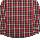 WRANGLER Mens Red Black & Brown Check Shirt L Western Style Button Up Long