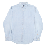 TOMMY HILFIGER Mens Blue Button Down Shirt L Cotton Blend Casual Lightweight