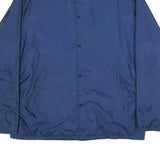 JC PENNEY Mens Blue Nylon Button Jacket L Plain Lightweight Casual