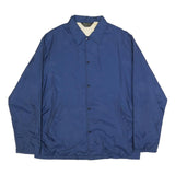 JC PENNEY Mens Blue Nylon Button Jacket L Plain Lightweight Casual