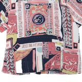CV Womens Navy & Coral Artistic Print Shirt XL Button Down Short Sleeve Summer