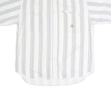 WORLD Mens White & Grey Stripe Cotton Shirt L Casual Button Front Pockets
