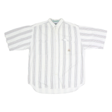 WORLD Mens White & Grey Stripe Cotton Shirt L Casual Button Front Pockets