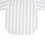 WORLD Mens White & Grey Stripe Cotton Shirt L Casual Button Front Pockets