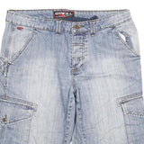 O'NEILL Mens Shorts Blue Cargo Regular 2XL W36 Light Wash Cotton Blend