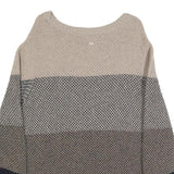 BARBOUR Womens Beige & Navy Patterned Jumper Round Neck Basic Knit UK 10 Wool