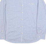 TED BAKER Mens Blue & White Check Shirt L Cotton Blend Long Sleeve Formal