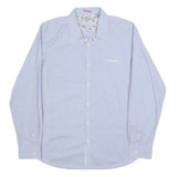 TED BAKER Mens Blue & White Check Shirt L Cotton Blend Long Sleeve Formal