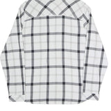 COLUMBIA Womens White & Grey Check Hooded Shirt M Cotton Blend Button Casual