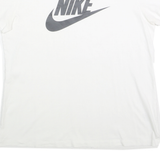 NIKE Womens White T-Shirt L Short Sleeve Crew Neck Cotton Classic Logo