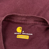Carhartt Long Sleeve T-Shirt - Small Burgundy Cotton